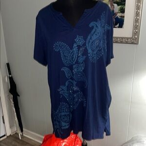 St. John's Bay Blue Short Sleeve Boxy Tunic